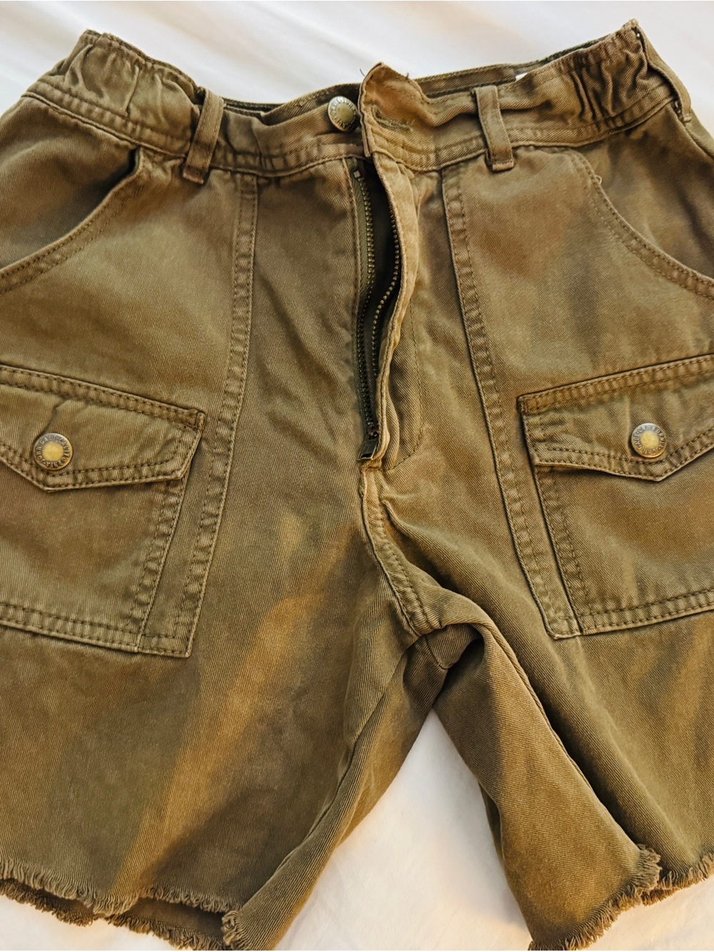 Olive Green Cargo Shorts with Front Flap Pockets